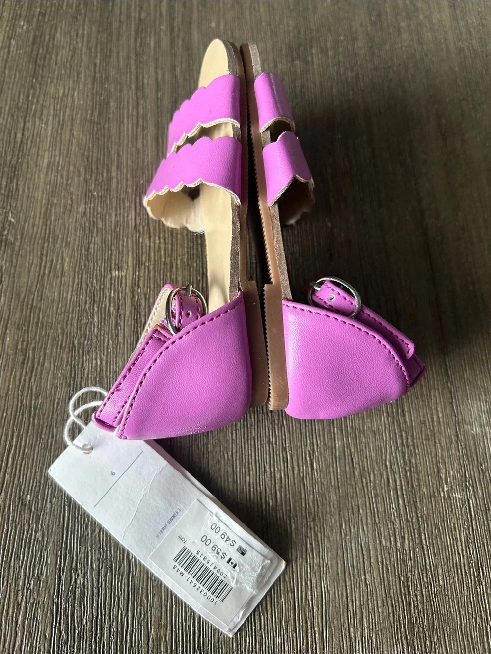 Janie and Jack Girls' Purple Scalloped Double Strap Sandals, Sz.6, Mew w/Tag.